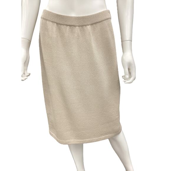 St. John Collection By Marie Gray Womens Skirt SZ10 Fine Knit Pencil Style Beige - Picture 1 of 4